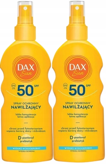 2 ks Ochranný hydratační sprej SPF50 200 Ml Dax Sun Bez popálenin Opalování