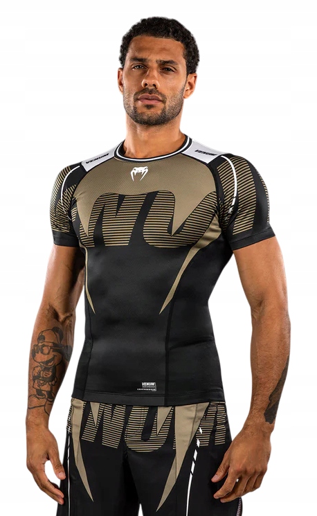 Venum Rashguard Krótki Rękaw Short Sleeve Adrenaline Black/Sand XL