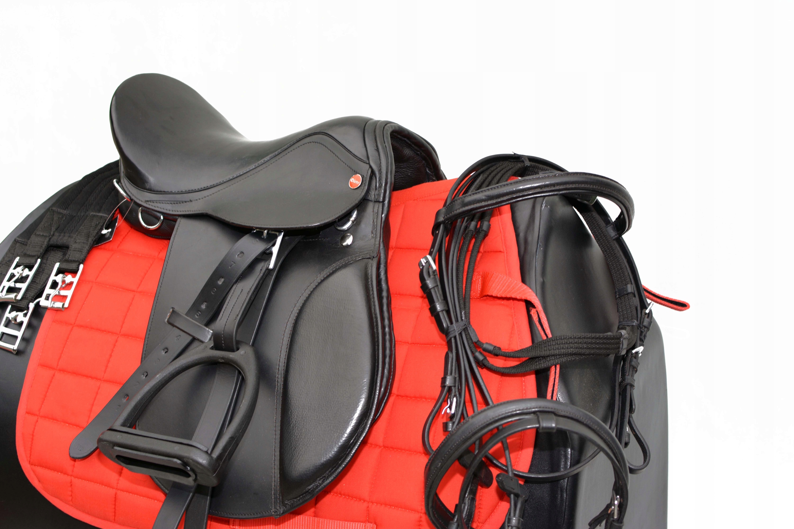 SIODŁO WSZECHSTRONNE SKÓRZANE 12C+ OGŁOWIE WODZE Kolor dominujący czarny