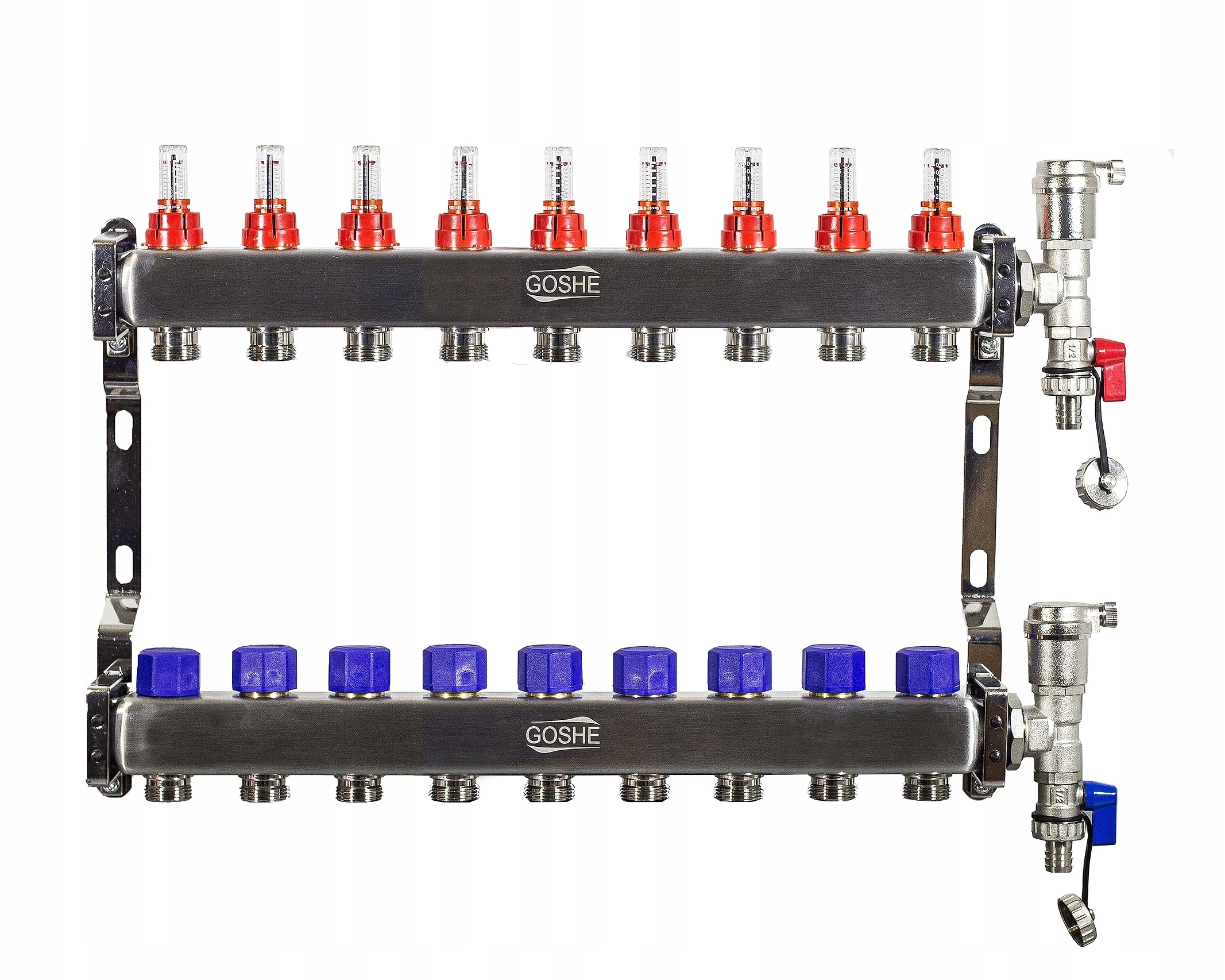 ROZDZIELACZ DO PODŁOGÓWKI OGRZEWANIA PODŁOGOWEGO 9 SEKCJI OBWODÓW STAL INOX