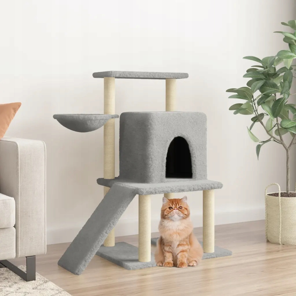Levně Petrashop Škrabadlo pro kočky se sisalovými sloupky světle šedé 96,5 cm Še