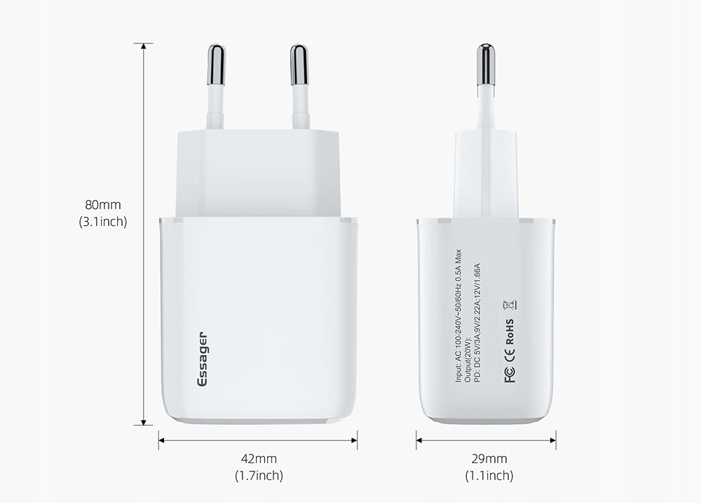 Szybka ładowarka USB C PD 20W do iPhone 12 PRO MAX Złącza USB typ C