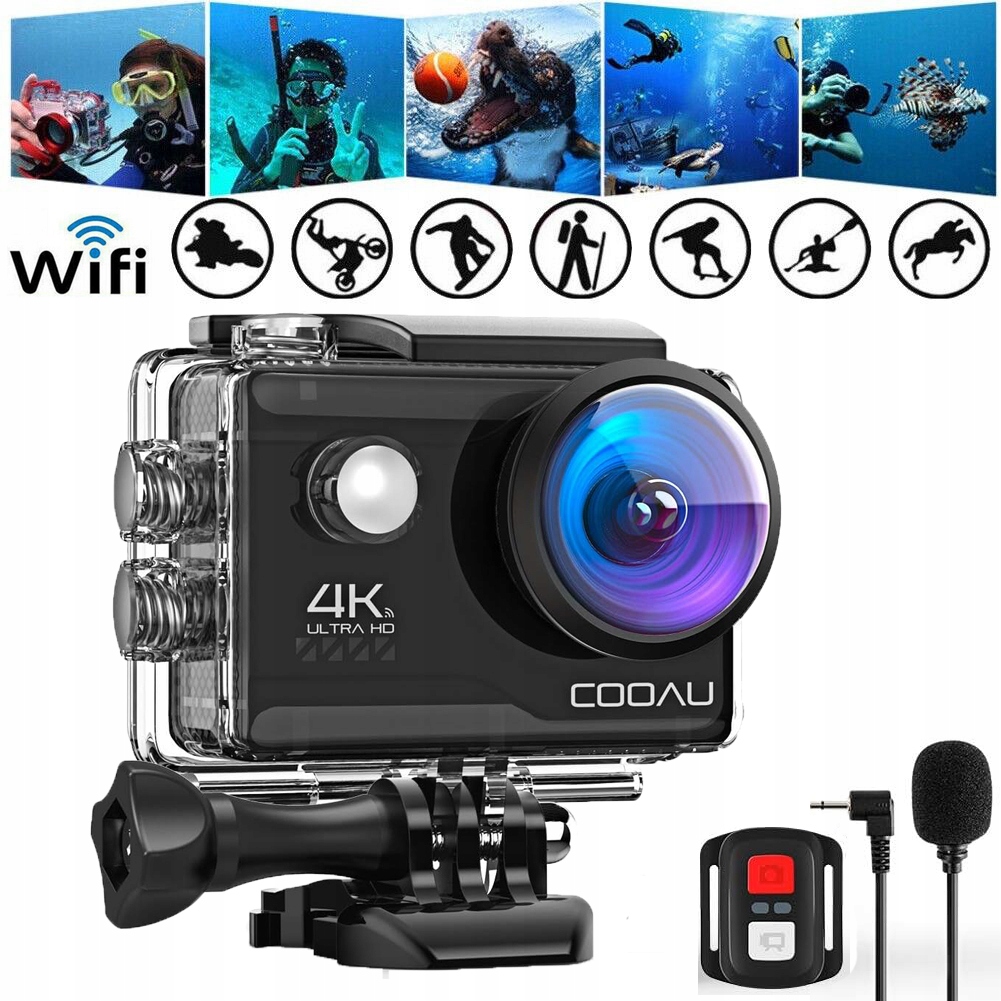 4K Sportovní Kamera S Wi-fi, Usb Mikrofonem, Sada Voděodolného Příslušenství