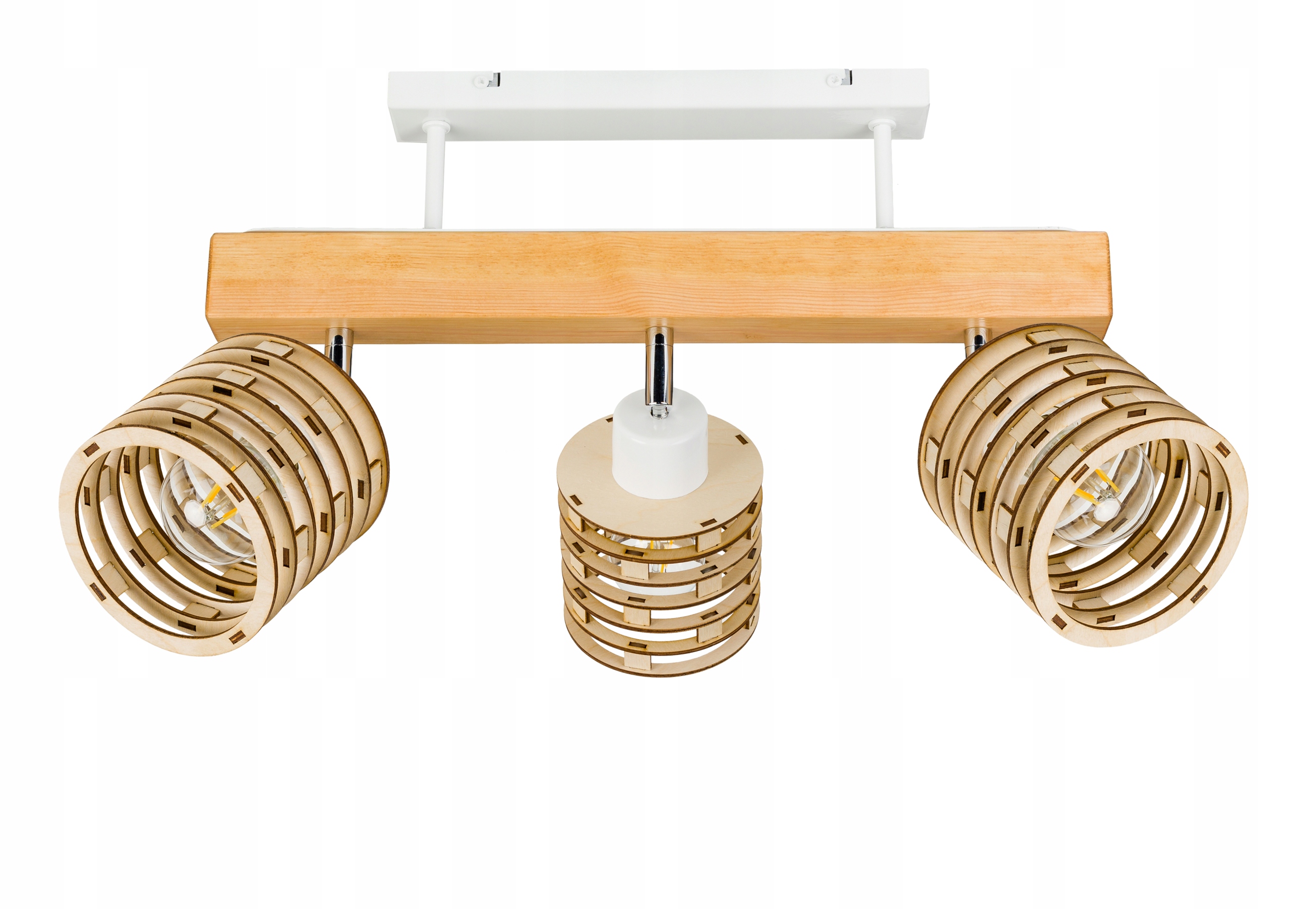 Dřevěná stropní lampa Lustr Stropní Svítidlo Loft bílá na 3x Klosz E27