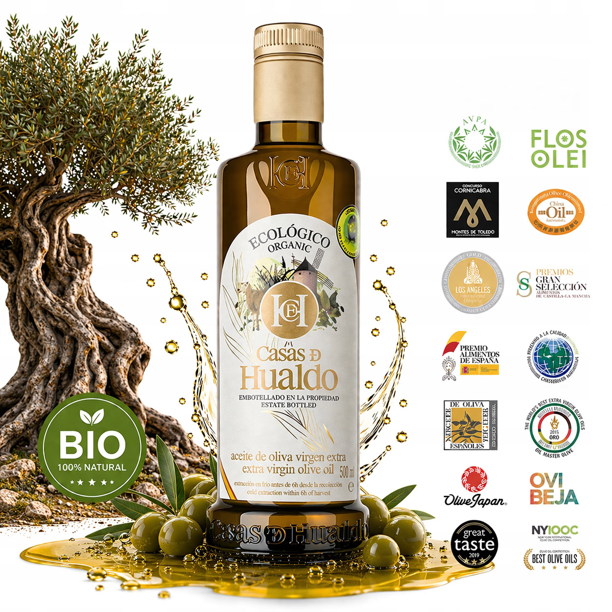 Olivový olej Ecologico Extra Virgin Casas Hualdo 500 ml 2025/2026 0,13%