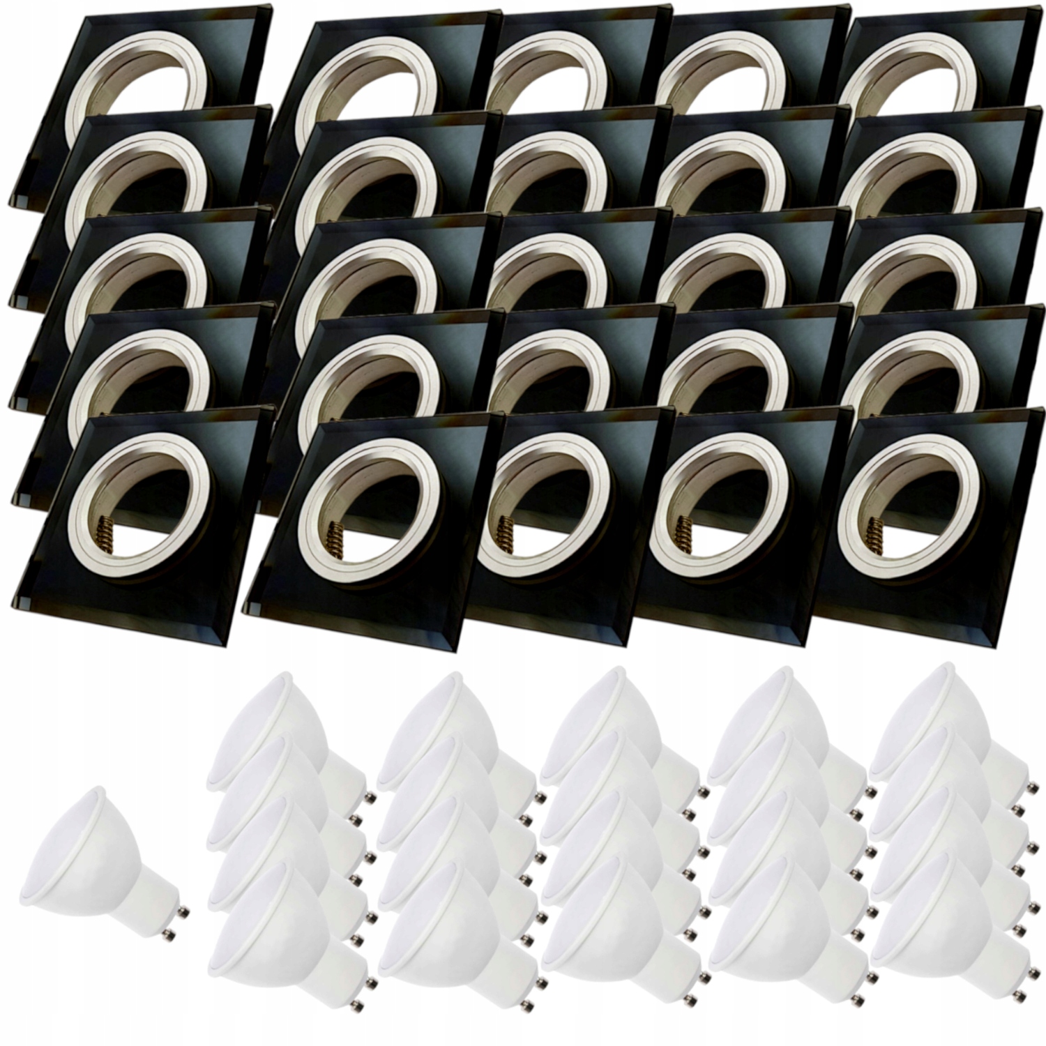 25x Černá Skleněná Stropní Lampa Čtverec Objímka Led Žárovky 1.5W