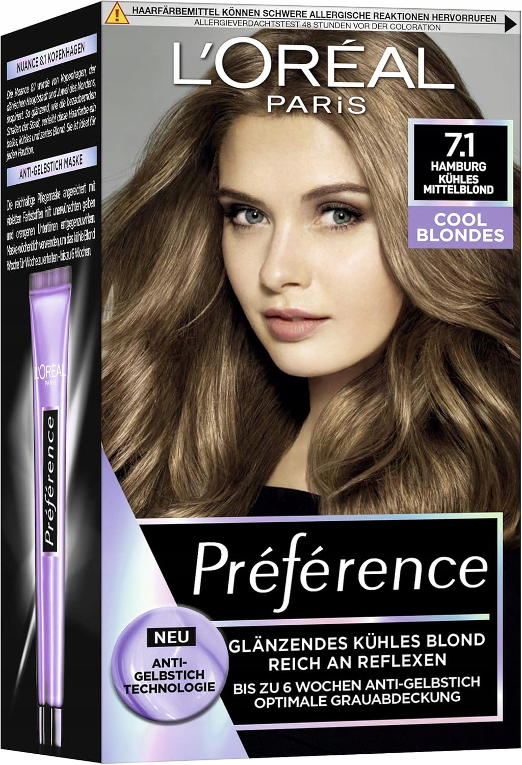 L'Oreal Paris barva na vlasy 7.1 Chladný středně blond Gel