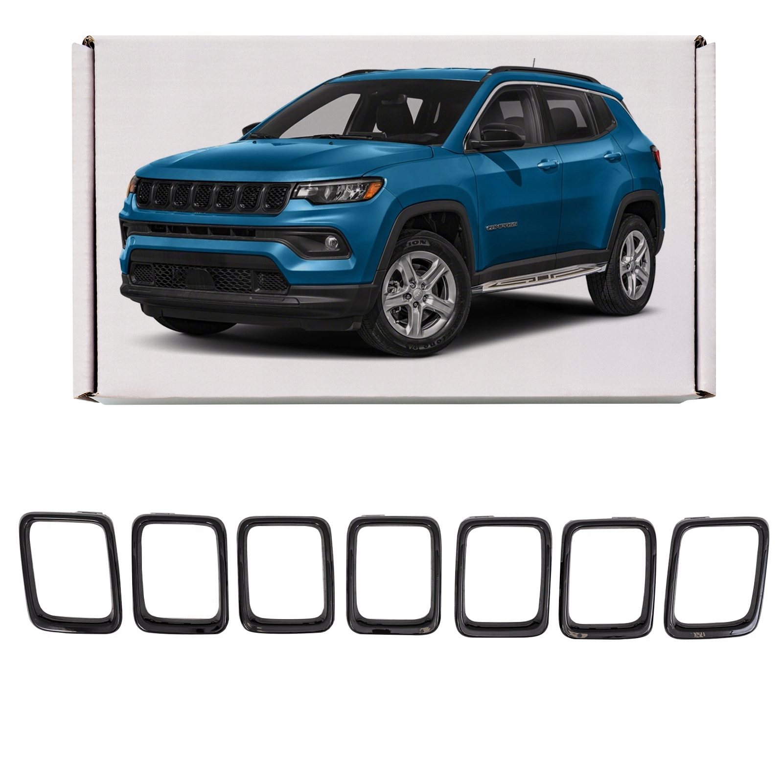 Jeep Compass II Mp 2017-2020 Pred Faceliftom Ozdobné Rámičky Masky Chladiča Čierne