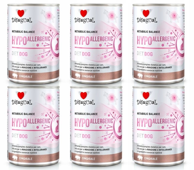 Disugual Krmivo Psi Vlhká veterinární dieta Hypoalergenní divočák 6 x 400 g