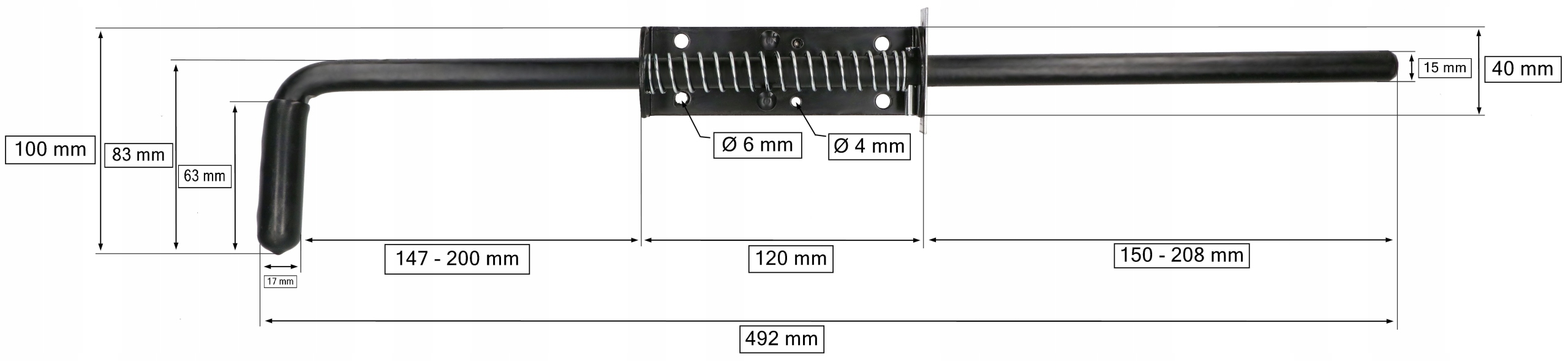 ZASUWA BRAMOWA 500 RYGIEL GARAŻOWY SPRĘŻYNOWY DO PROFILA BRAM DRZWI BLOKADA Kod producenta N526