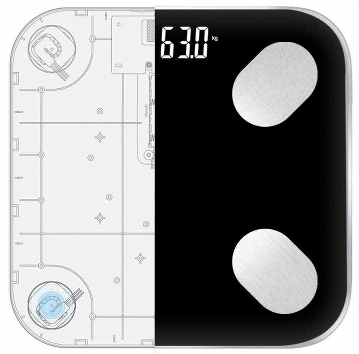 WAGA ŁAZIENKOWA ANALITYCZNA SLIM SMART ANDROID iOS PRECYZYJNA Kod producenta WAGA Z POMIAREM TKANKI ANALITYCZNA CZARN