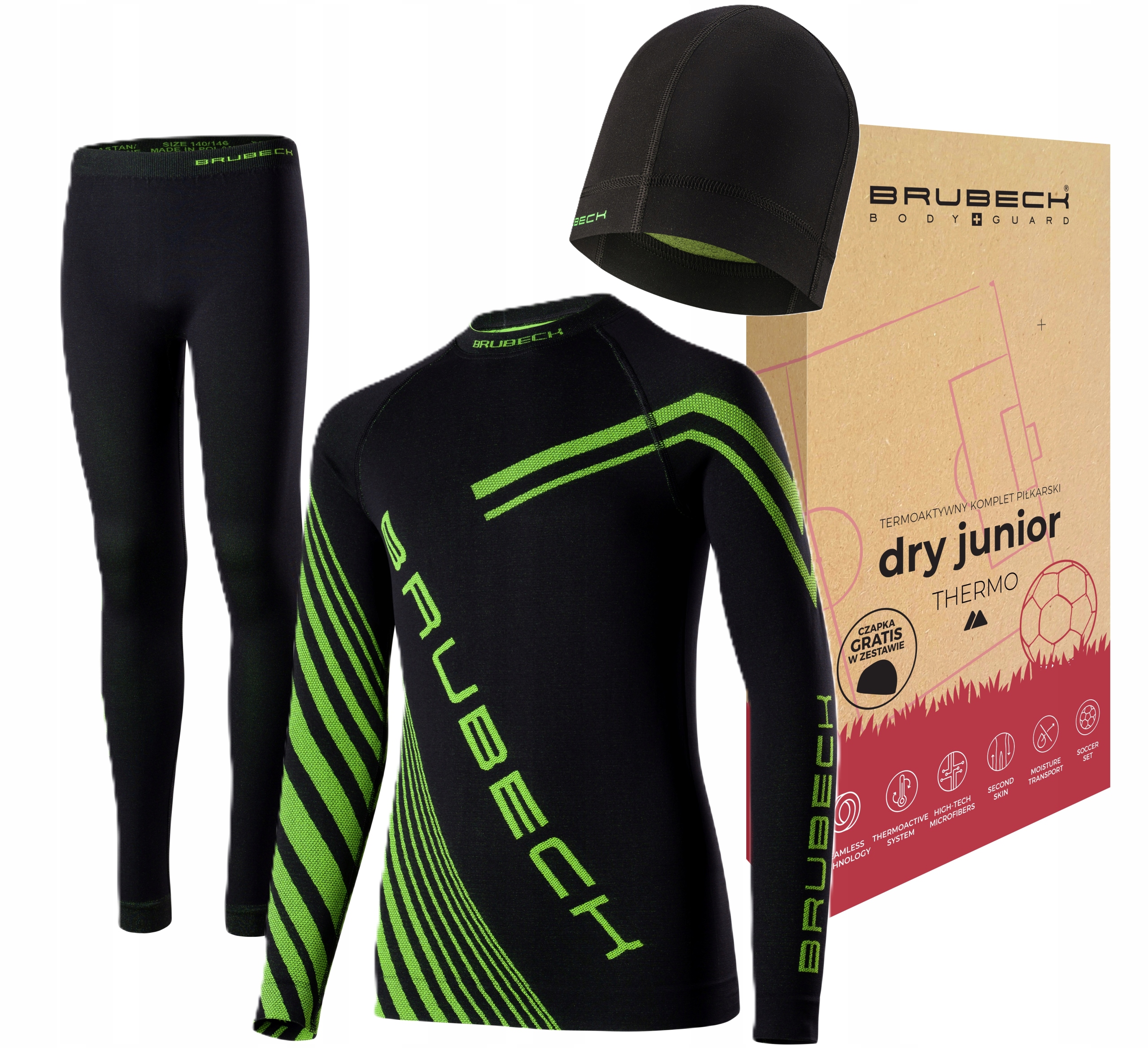 Piłkarska terma odzież termoaktywna bielizna bluza getry czapka Brubeck Dry
