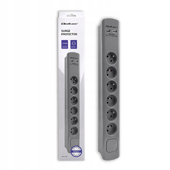 

Qoltec Listwa antyprzepięciowa 6 gniazd 2xUSB 1.8m
