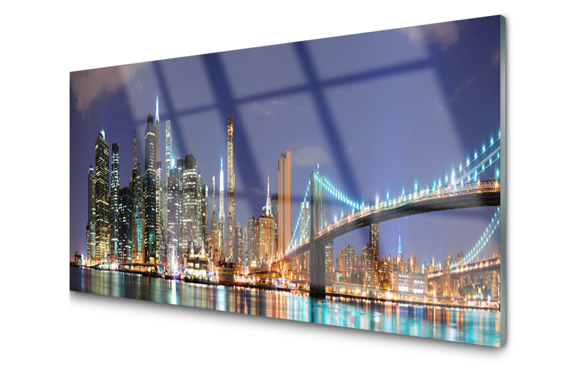 

Panel szklany dekor Most Miasto 140x70 + Klej