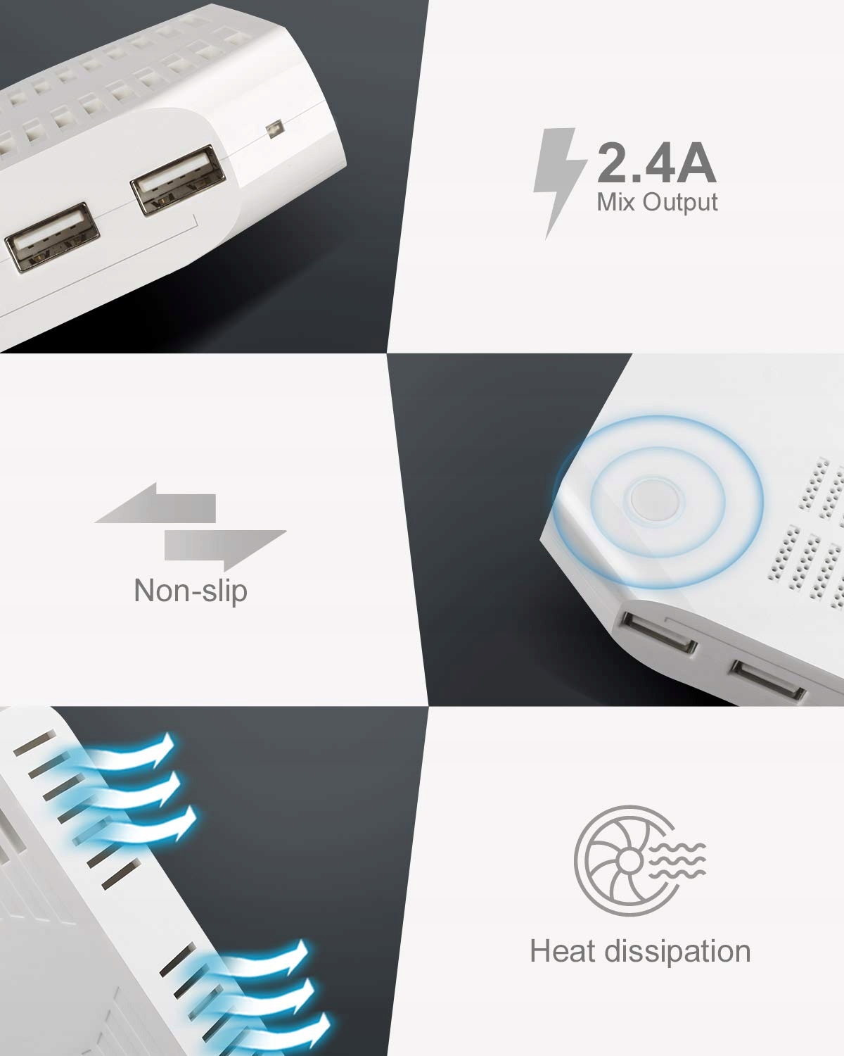 UNITEK Stacja Ładowania USB 96W 10 Portów Smart IC Dla Tabletów i Urządzeń — miniatura 2