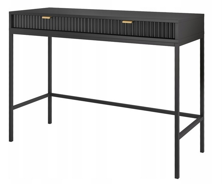 

Toaletka 104 cm czarna loftowa złote uchwyty Nov