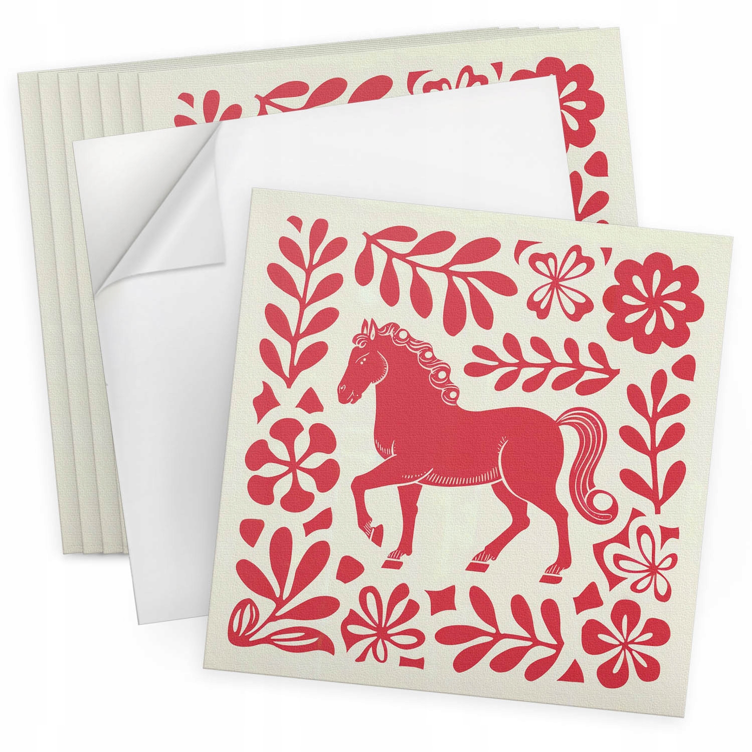 Vinylové dlaždice S Potiskem 9 ks 30x30 cm Stylizovaný kůň mezi rostlinami