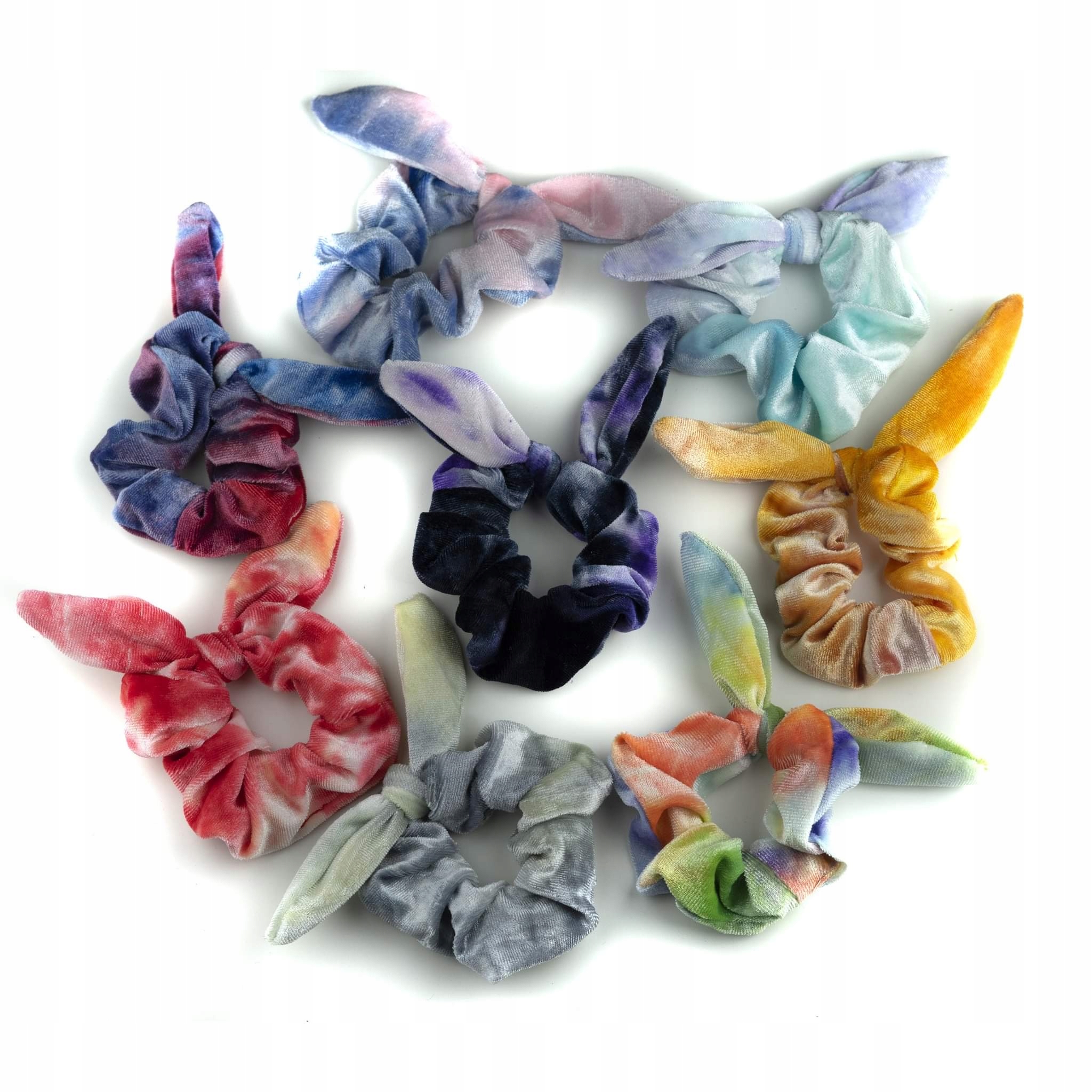 GUMKI DO WŁOSÓW SCRUNCHIES TĘCZOWE ZESTAW KOKARDKA Marka Inna marka