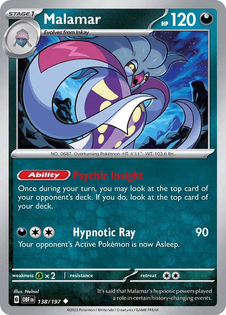 Oryginalna Karta Pokemon Malamar (obf 138)