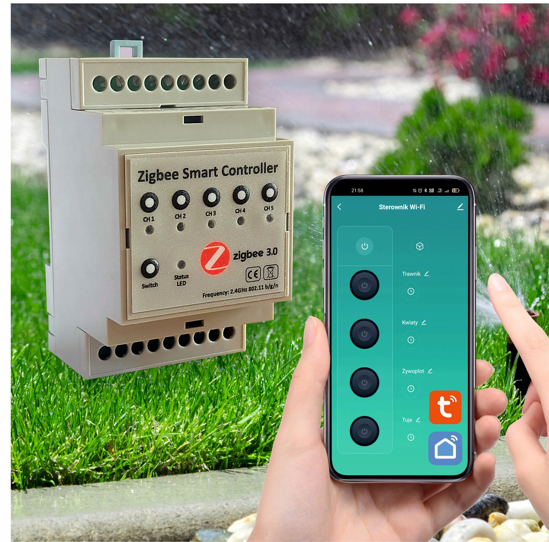 Regulátor zavlažovania Zigbee 5 sekcií 24VAC