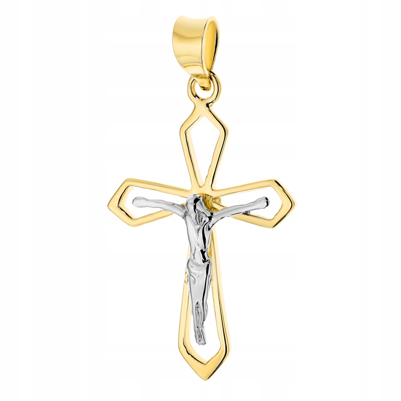 Zlatý Přívěsek Přívěsek pr. 585 14k Křížek Ažurový kříž s Ježíšem