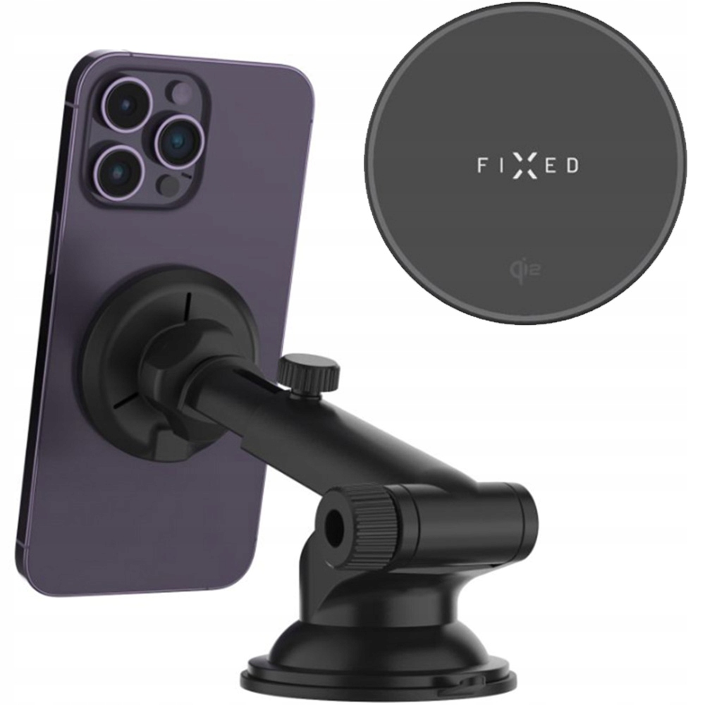 Držák s bezdr. nabíjením Fixed MagRound 2 XL, podpora MagSafe 15W Qi2 černý