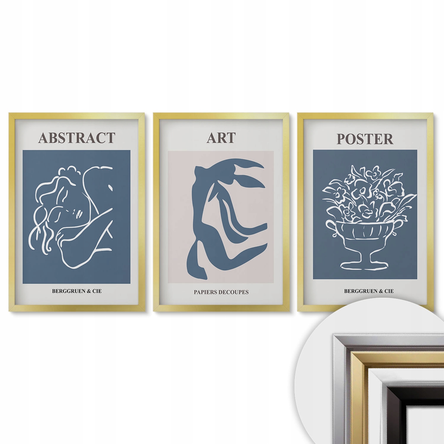Nástenná dekorácia Obrazy Sada 3x40x60 Štýlové abstraktné vzory Matisse