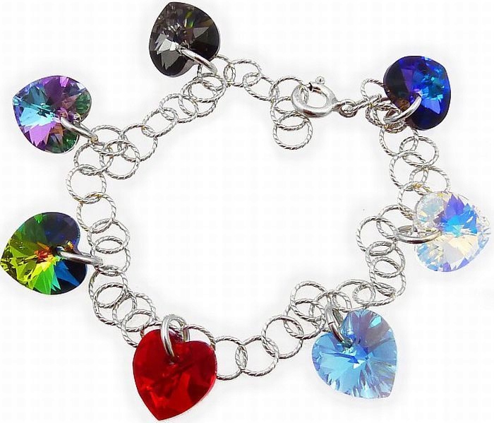 Krystaly Krásný Náramek Srdce Stříbro Arande