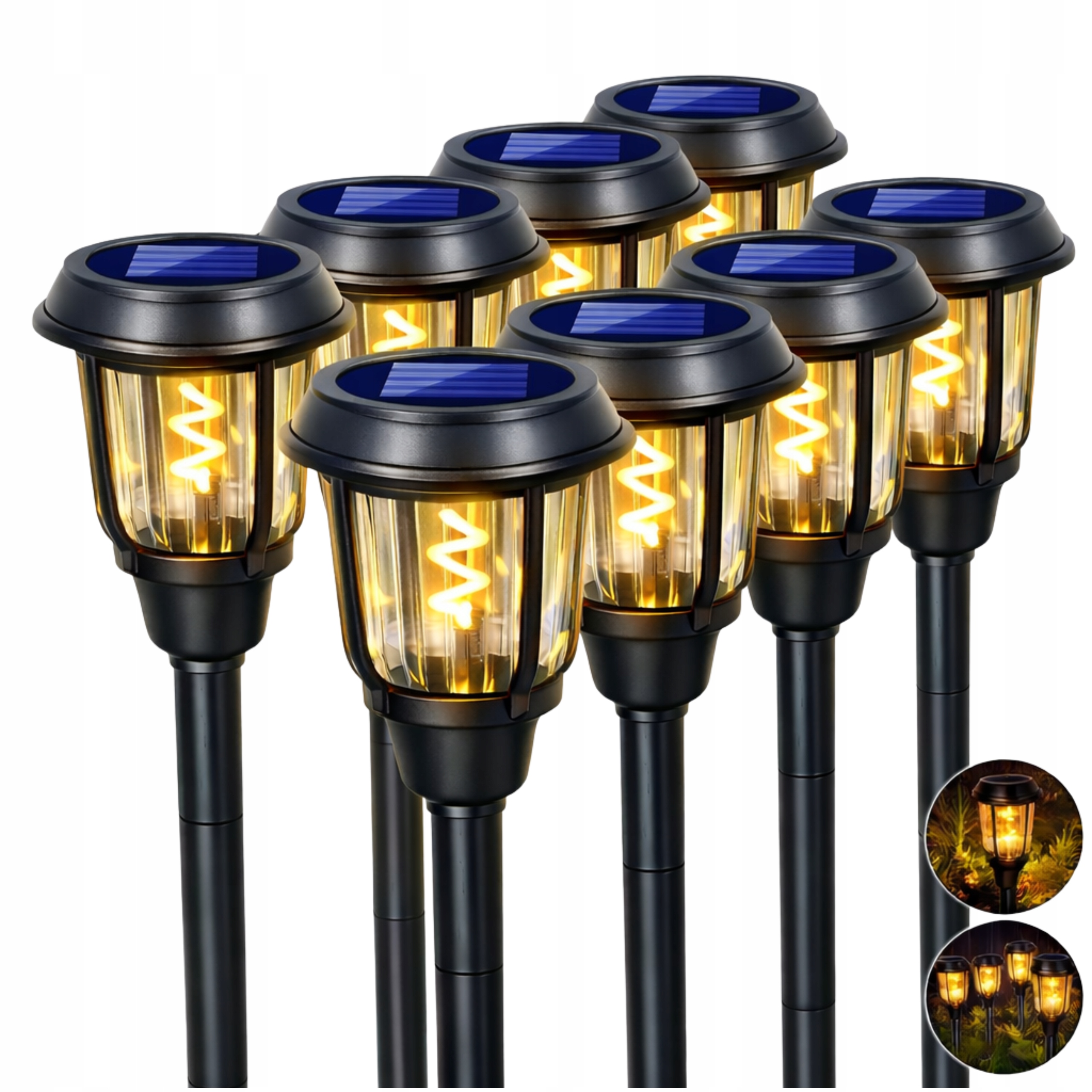 8x Pevná Solární Lampa Pochodeň Solární Lampy Do Zahrady Zahradní Led