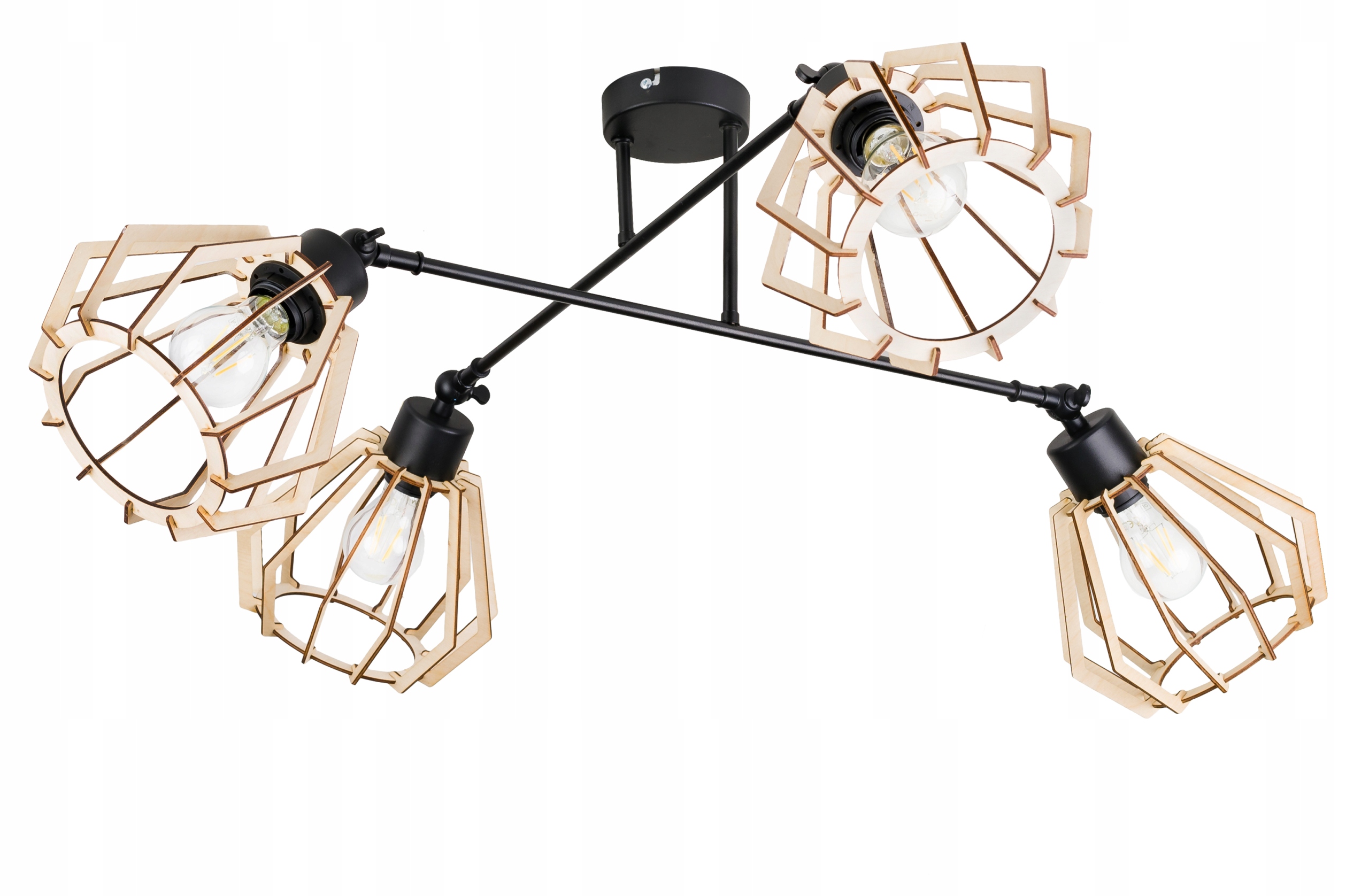 

Lampa sufitowa żyrandol regulowany Loft drewno 4