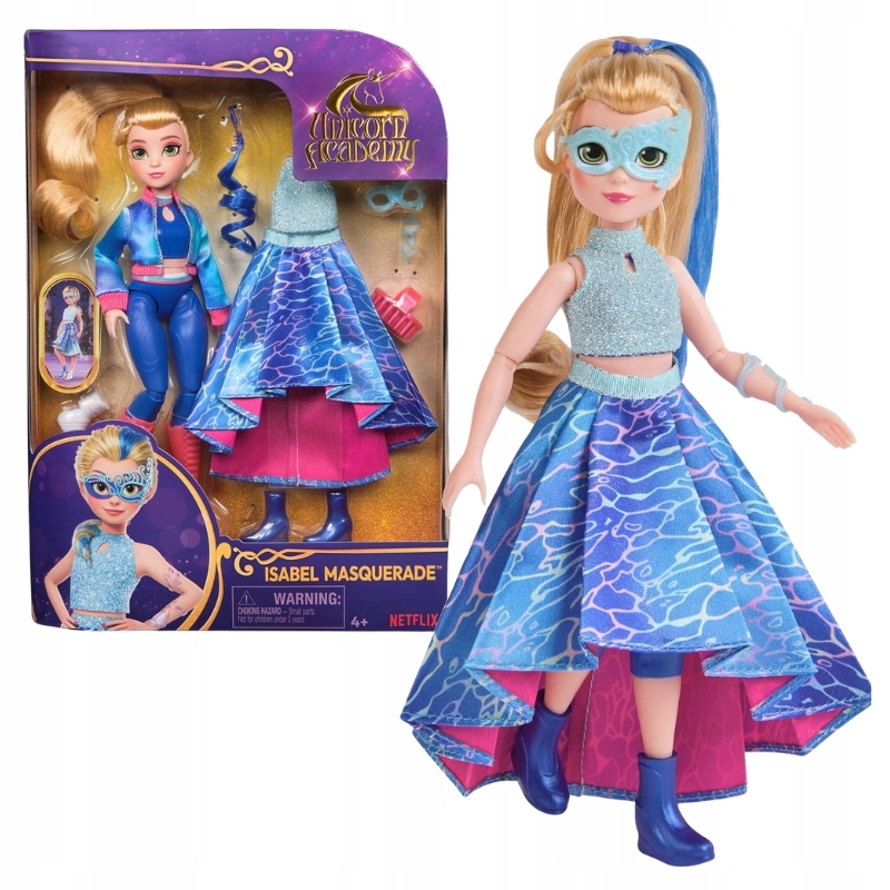 AKADEMIA JEDNOROŻCÓW LALKA DELUX ISABEL MASQUERADE AKCESORIA NA BAL 24 CM