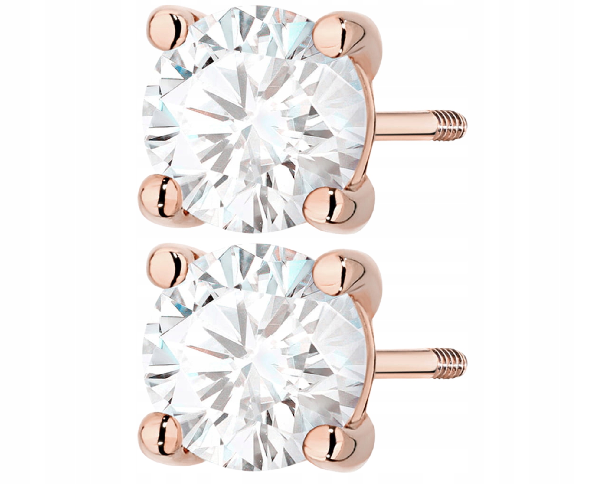 Růžové Zlato Náušnice Šroubovací Tyčinka Brilianty 2,00 Ct Zlato 585 Dárek