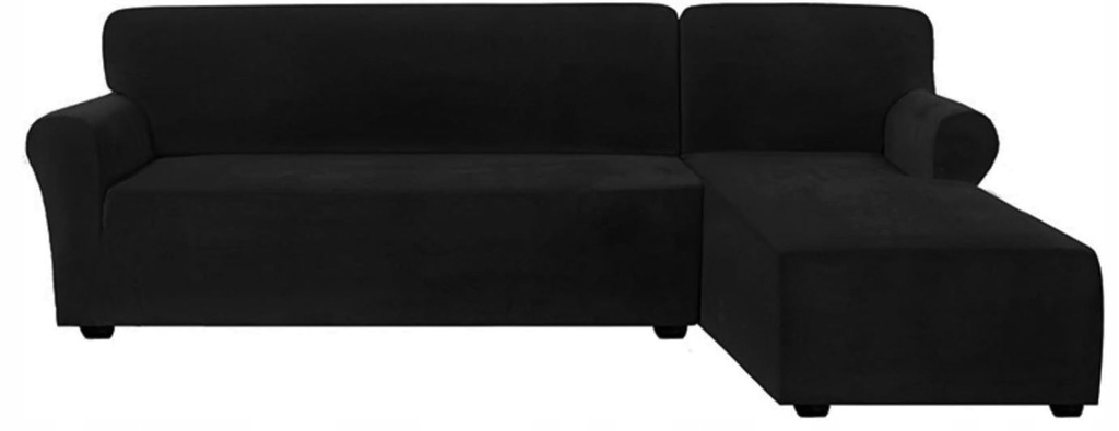 

Pokrowiec Narożnik Kanapę Welur Czarny 2 145-185