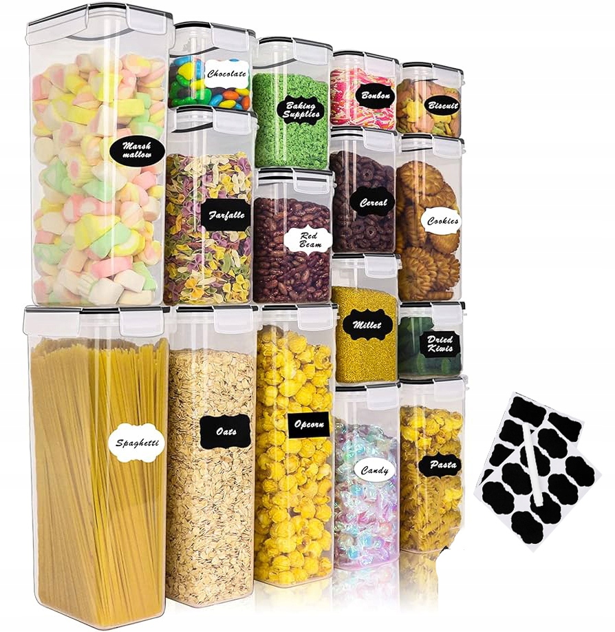 Dózy Sklenice Plastové Pro Skladování Na Potraviny Sada 16 Ks