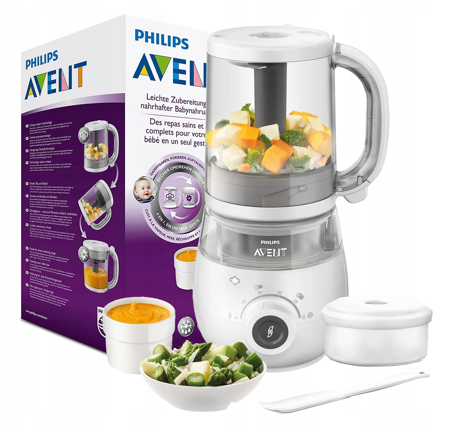 Blender Kielichowy Philips Avent SCF883/01 Parowar Mikser 4 W 1 400W Biały