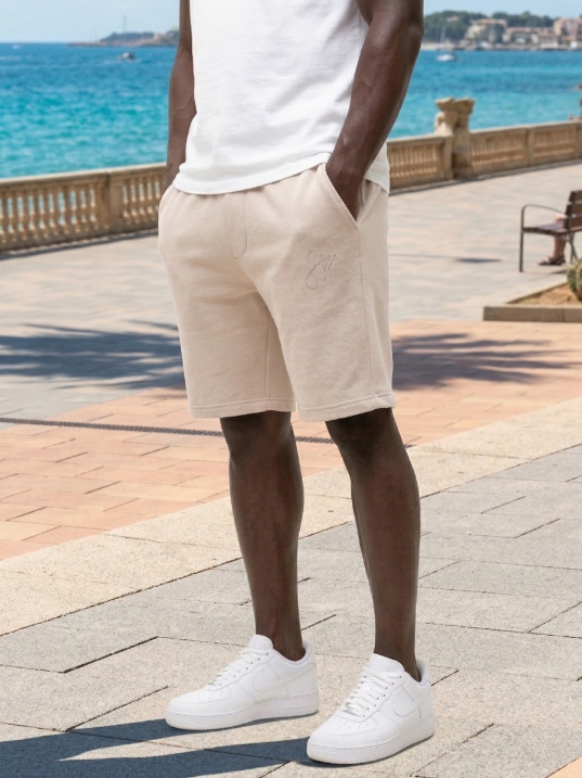 Krátké Kraťasy Dresové Šortky Pánské Béžové Jigga Bavlněné M