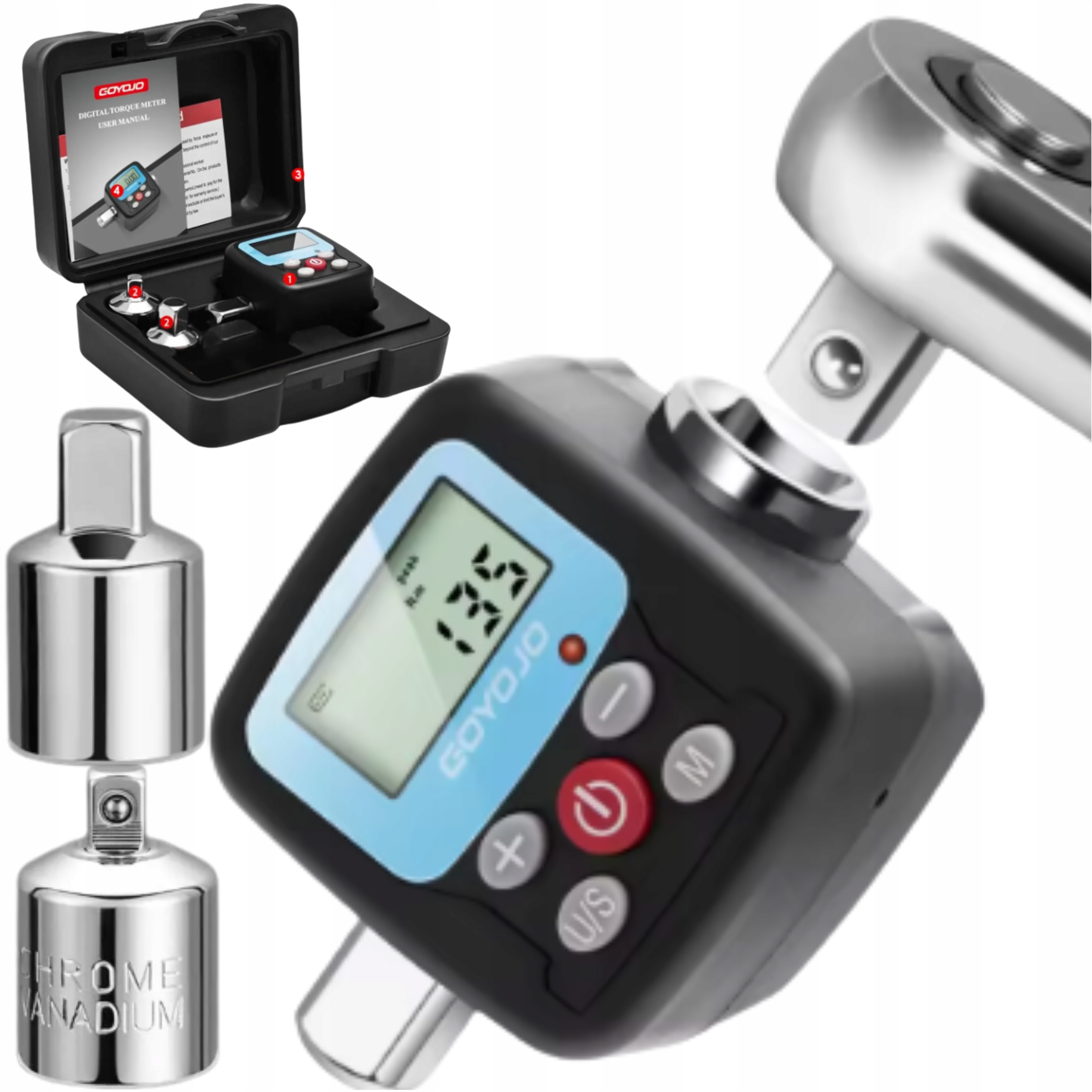 Elektronický dynamický adaptér 1/2 1/4 3/8 0.9-30 Nm Přesný klíč