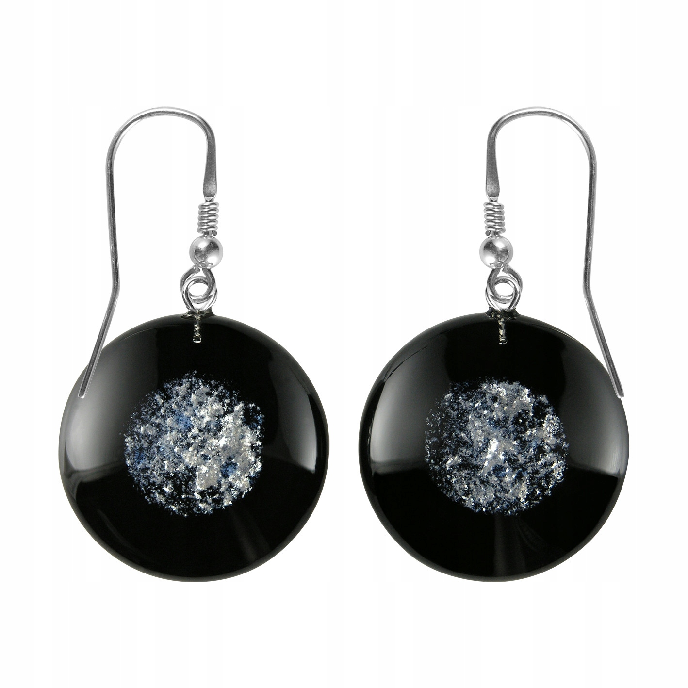 Náušnice dámské černé Harf sklo murano kruh