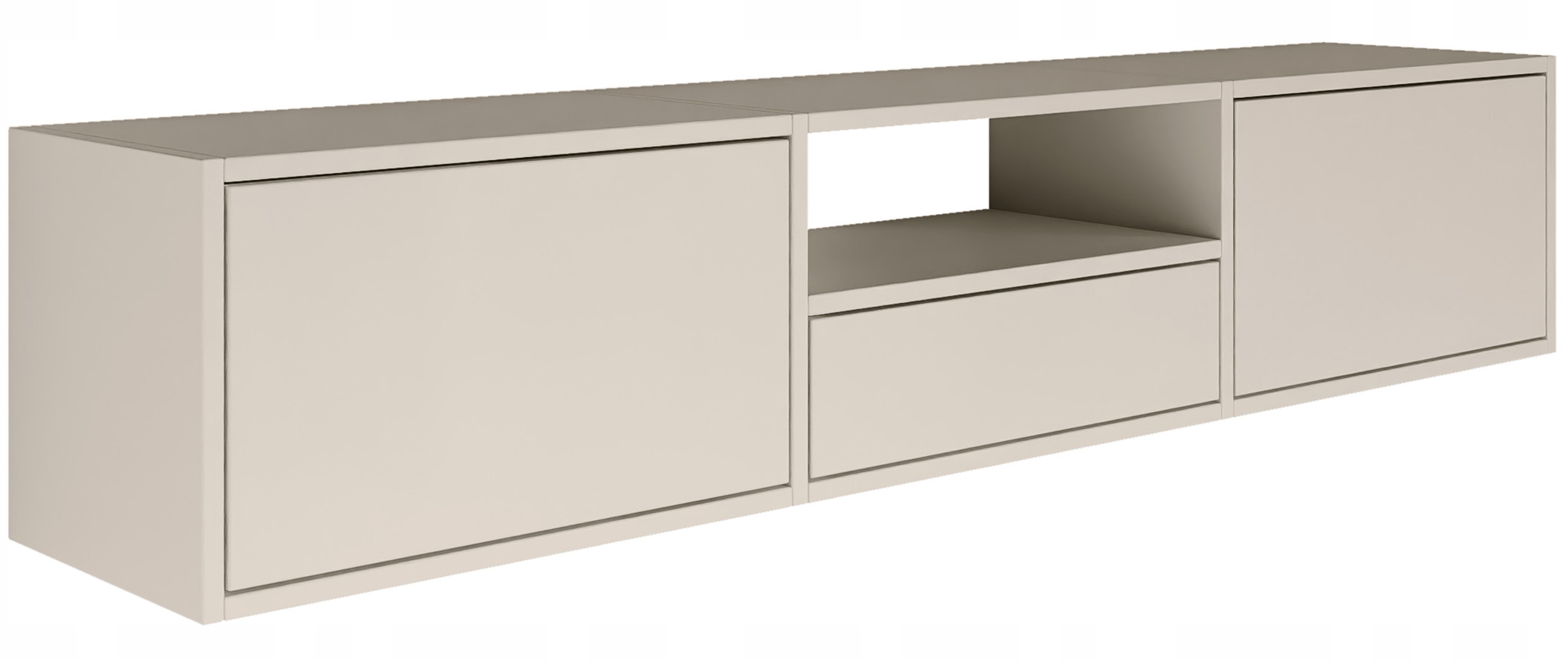 Závěsná Rtv skříňka Framme se třemi klapkami a výklenkem 150 cm, kašmír