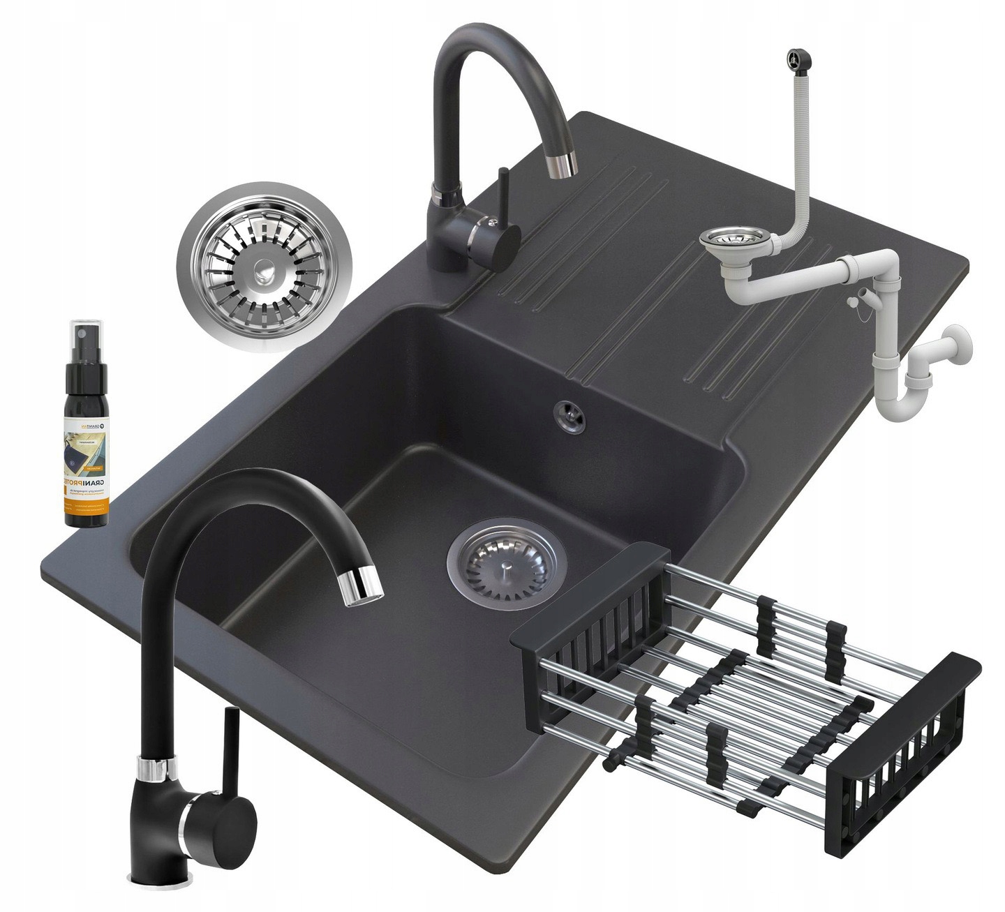 Granitový Drez, Kohútik, Odkvapkávač, Sifón, Sada