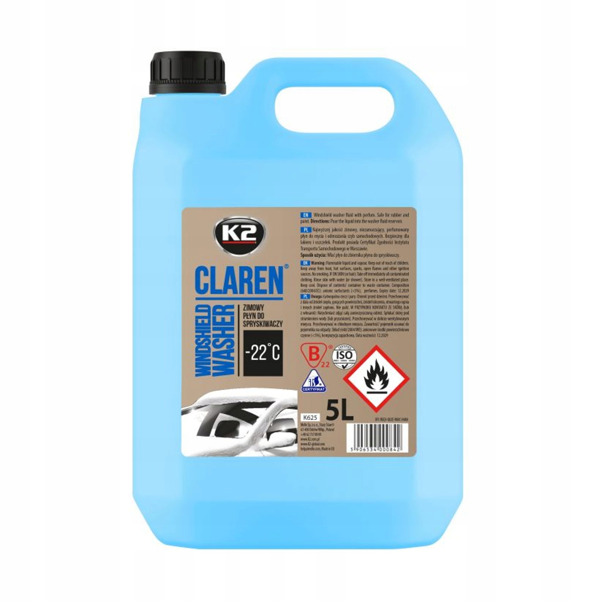 K2 K625 Claren -22 5L Zimowy Płyn Do Spryskiwaczy