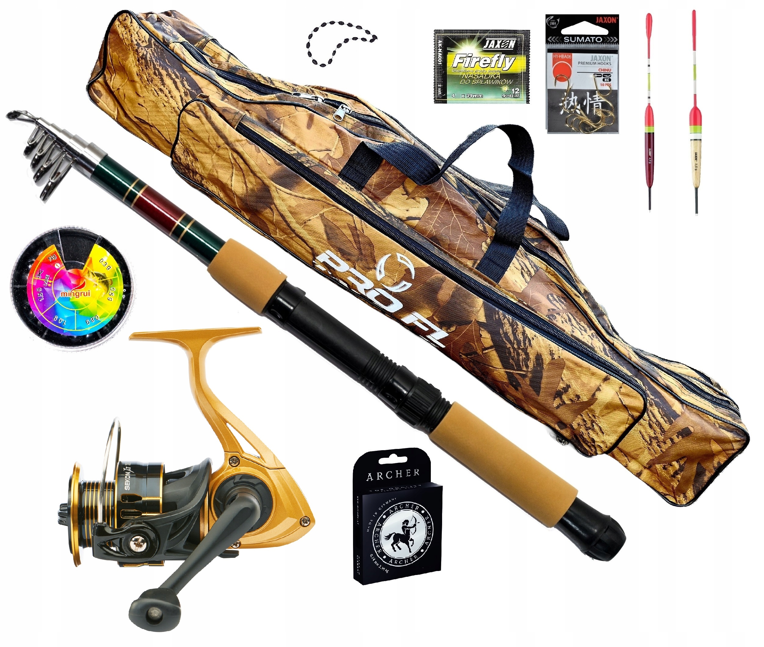 Zestaw Wędkarski Spławikowy Uniwersalny Wędka Kołowrotek Jaxon Pokrowiec