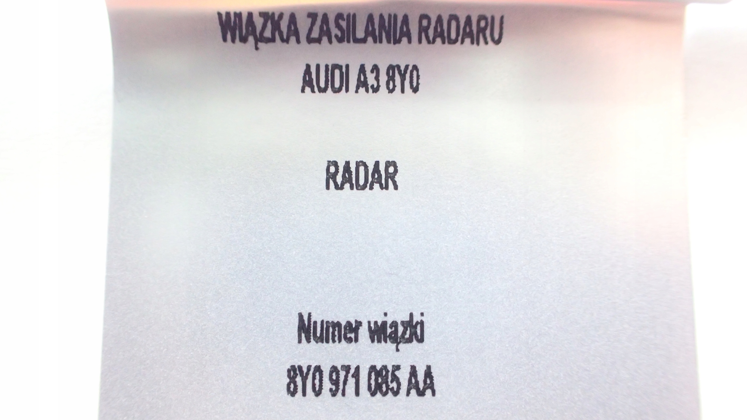 NOWA WIĄZKA RADARU AUDI A3 8Y0971085AA + RADAR Numery katalogowe zamienników 8Y0971085AA