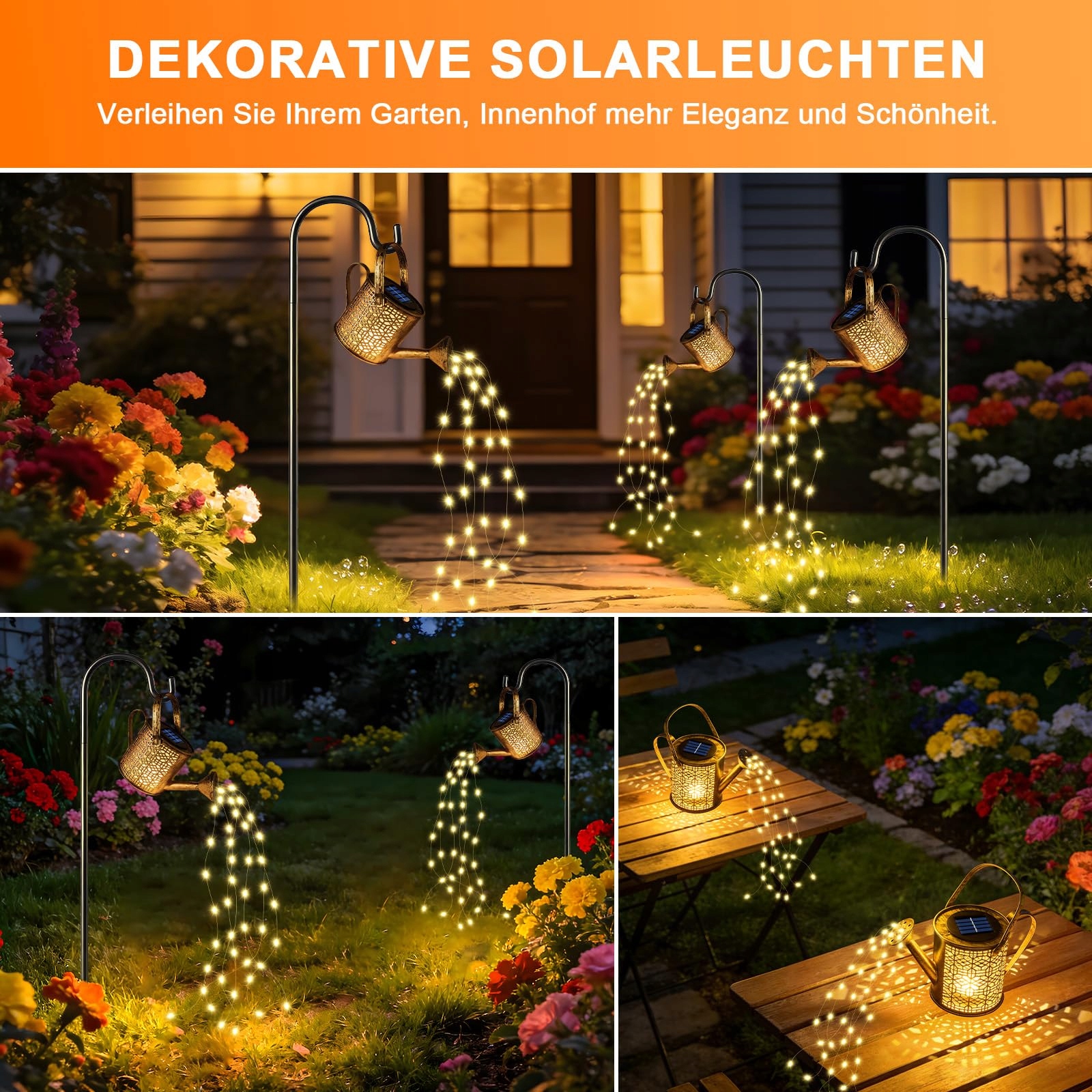 VINTAGE LED Solarna Konewka z Lichterkette IP65 na Ogród 2 Sztuki — miniatura 2
