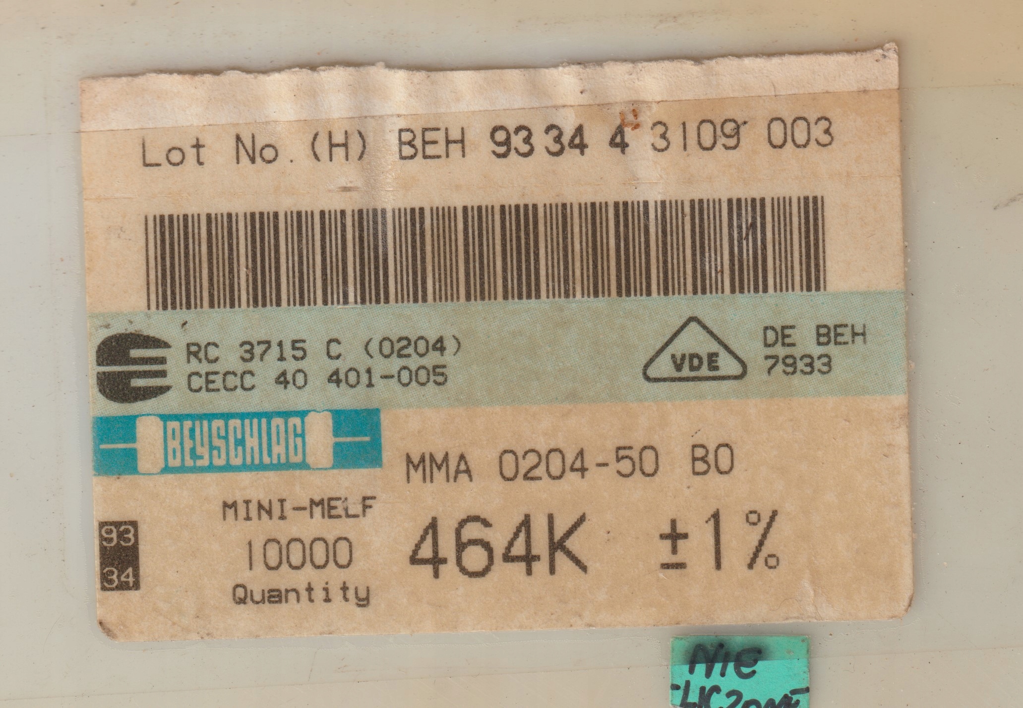 [100szt] 464K 1% 50ppm rezystor Smd minimelf MMA0204 Beyschlag low noise