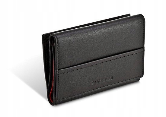 Dámská kožená peněženka černá, malá, na zip Valentini Black&Red 263