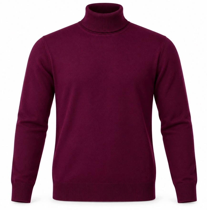 Pánský rolák svetr z kašmíru a merino vlny XXL 2XL, kašmírová barva, bordó