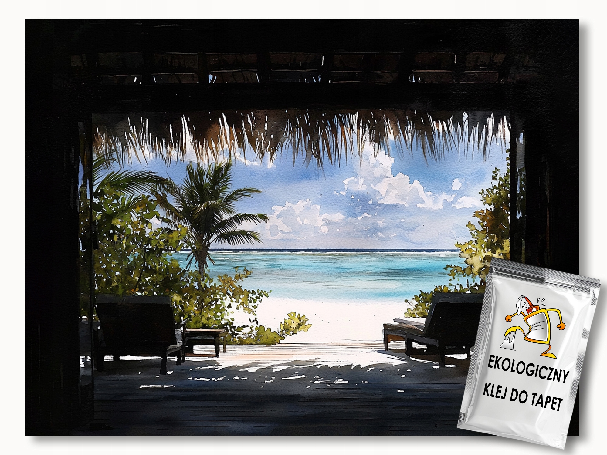 Fototapeta Flizelina Tropiki Exotická Pláž Chatka Ocean 350x270 155g
