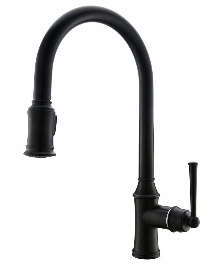 Čierna kuchynská batéria Retro Dena Black Mat Ww