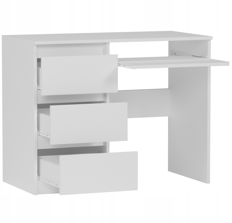 BIURKO KOMPUTEROWE 96CM STOLIK STÓŁ BIAŁE LEWE N-3L